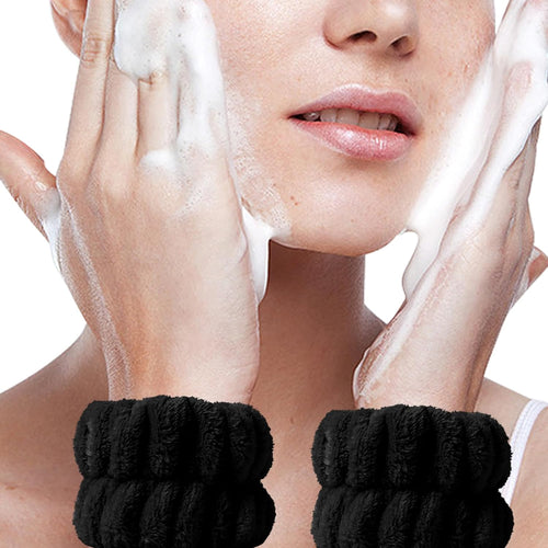 2Pcs Wrist Bands for Washing Face, Microfiber Face Washing Wristbands, Arm Wrist Towels, Spa Face Wash Wristbands, Stretchy Absorbent Wash Band for Woman Children